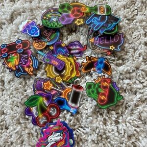 Super cool, assorted trippy retro blacklight, glow-in-the-dark rave EDM …